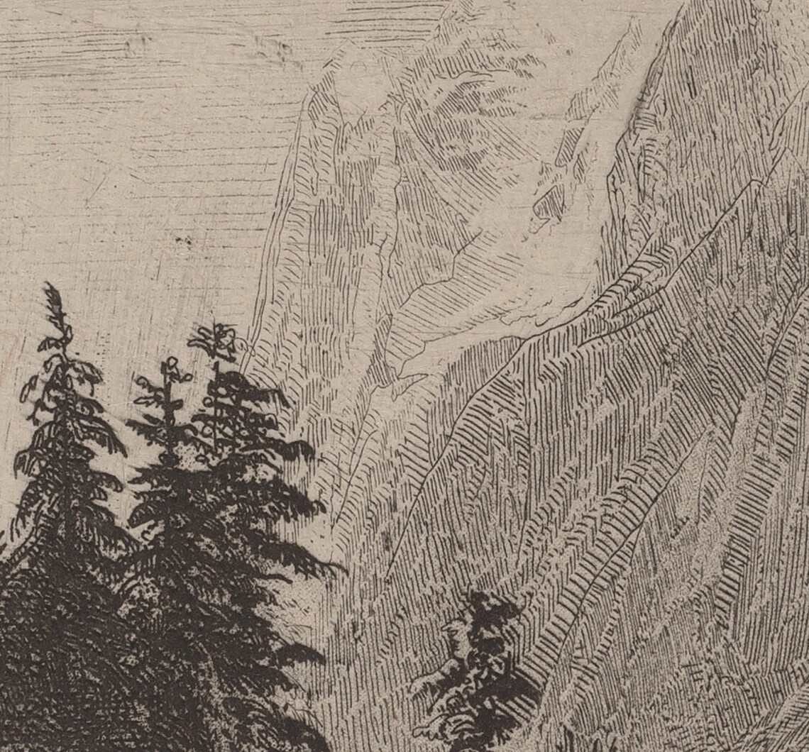 Rustic Mountain Landscape Sketch, Vintage Nature Art Print - Image 4
