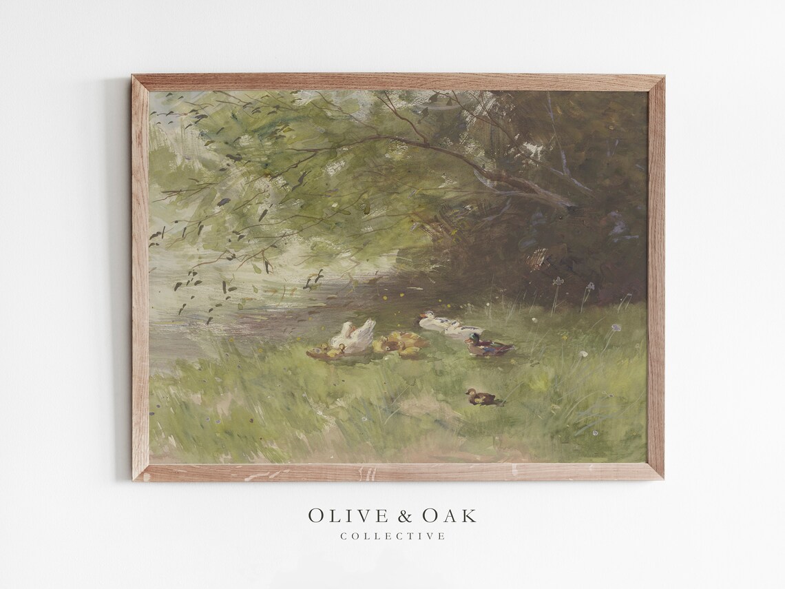Spring Landscape - Vintage Farmhouse Art