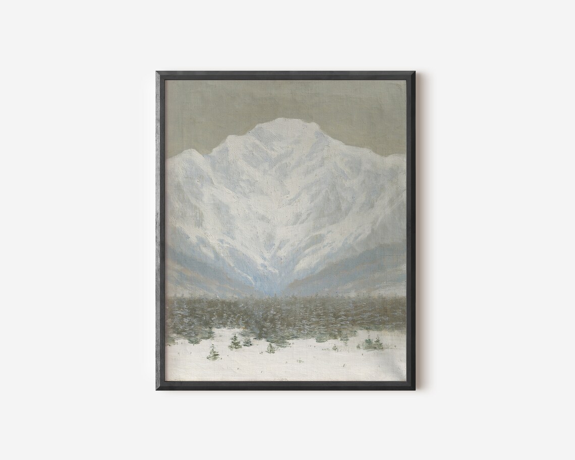 Snowy Trees Vintage Winter Landscape Art Print - Image 2