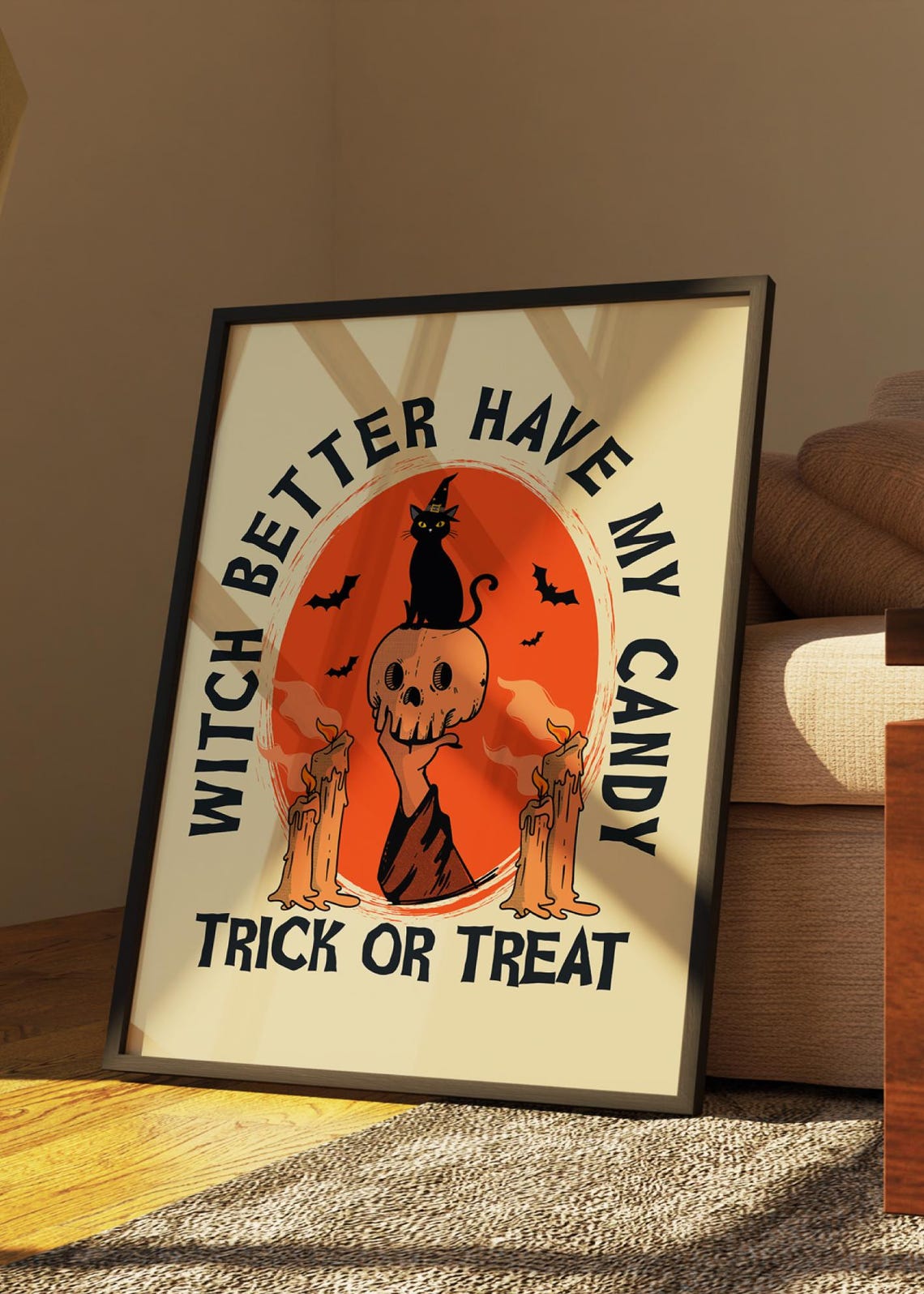 Retro Halloween Art Print Witch Better Have My Candy Home Decor October Kitchen Cat Black