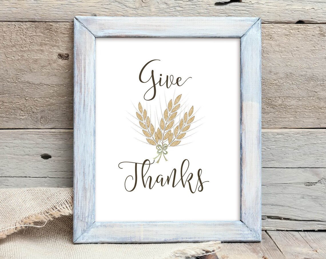 Give Thanks Golden Wheat Sheaf Farmhouse Fall Harvest Poster