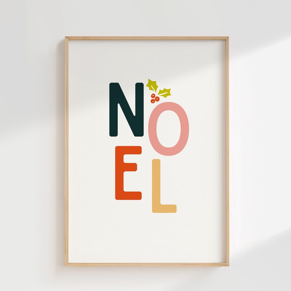 Colorful Noel Typography Christmas Holiday Decor Festive Art Poster - Image 2