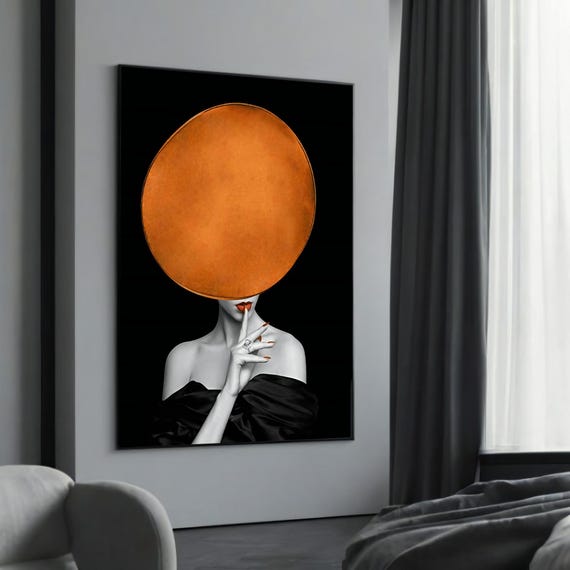 Modern Abstract Fashion Canvas Bold Orange Minimalist Art Elegant Wall Decor Ready To Hang