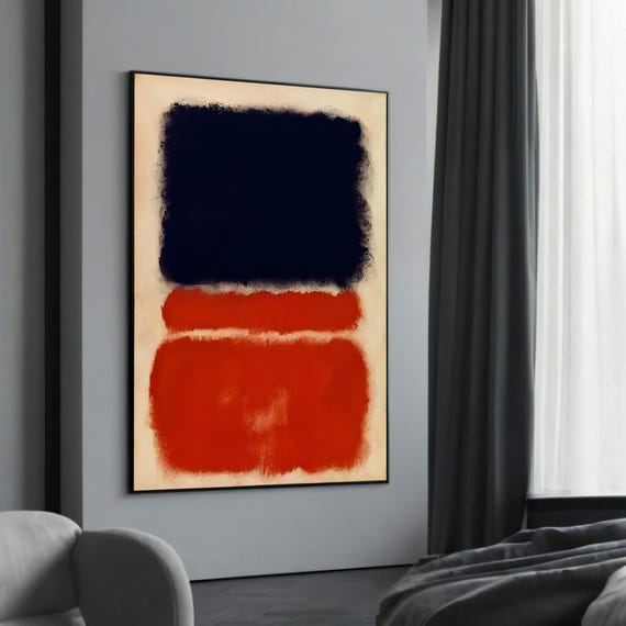 Mark Rothkos Bold Navy And Red Color Field Canvas Painting A Striking Abstract Expressionist Gift For Contemporary Spaces