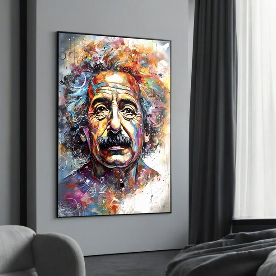 Albert Einstein Abstract Colorful Portrait Modern Genius Art Poster