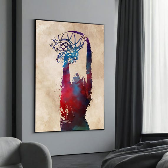 Dynamic Basketball Dunk Graffiti Canvas Painting A Perfect Sportsinspired Gift For Athletes And Urban Art Enthusiasts