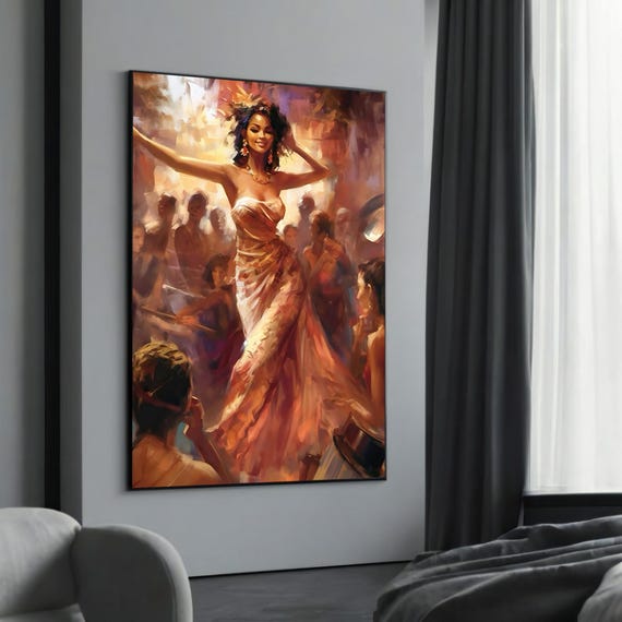 Vibrant Salsa Dancer Canvas Art Festive Dance Wall Decor Latin Painting Energetic Print Celebration Home