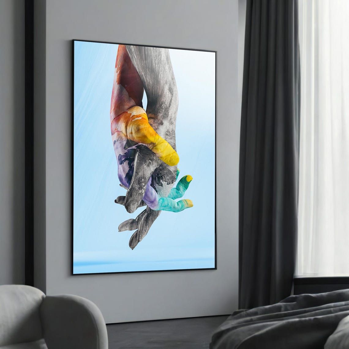 Colorful Unity Hands Holding Abstract Love Connection Art Poster