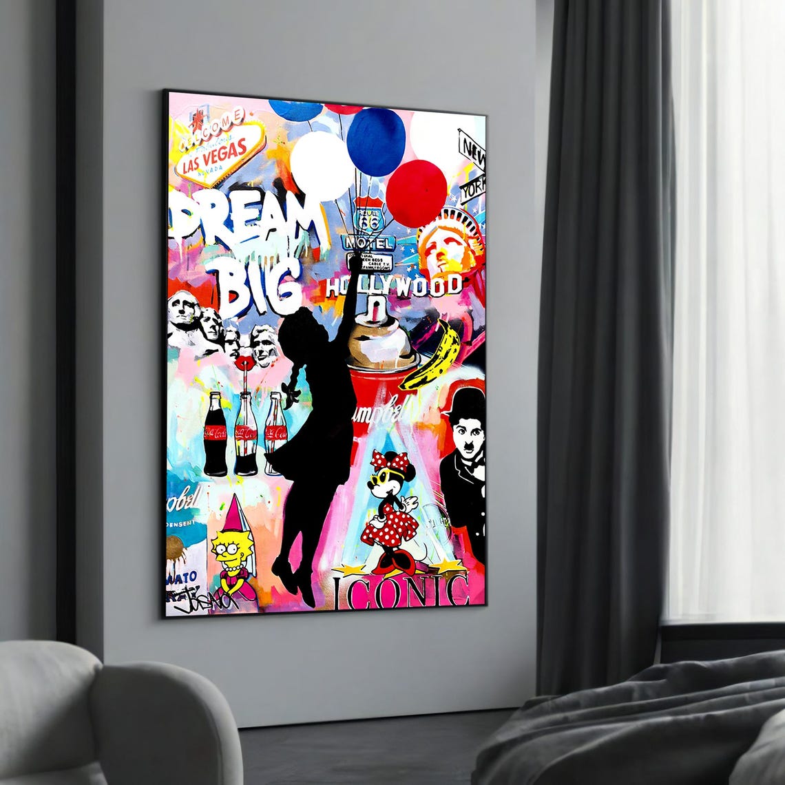 Dream Big Pop Culture Collage with Minnie Mouse and Friends Poster