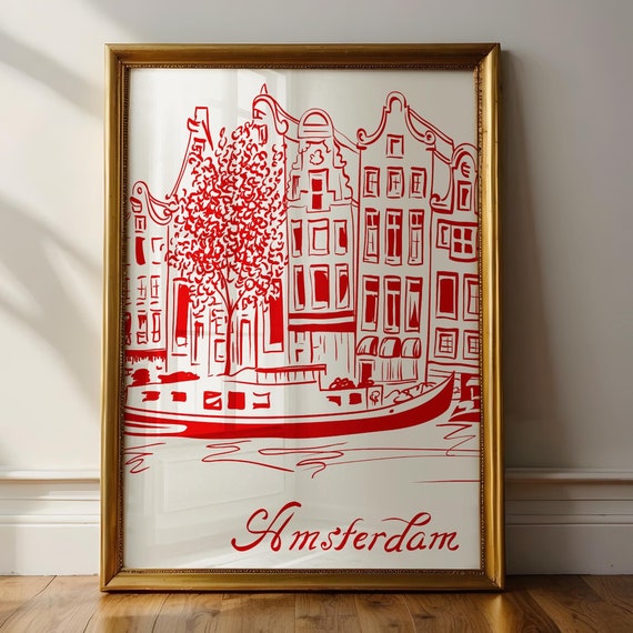 Amsterdam Netherlands Art Amsterdam Art Print Travel Sketch Holland Architecture Holland Art Print