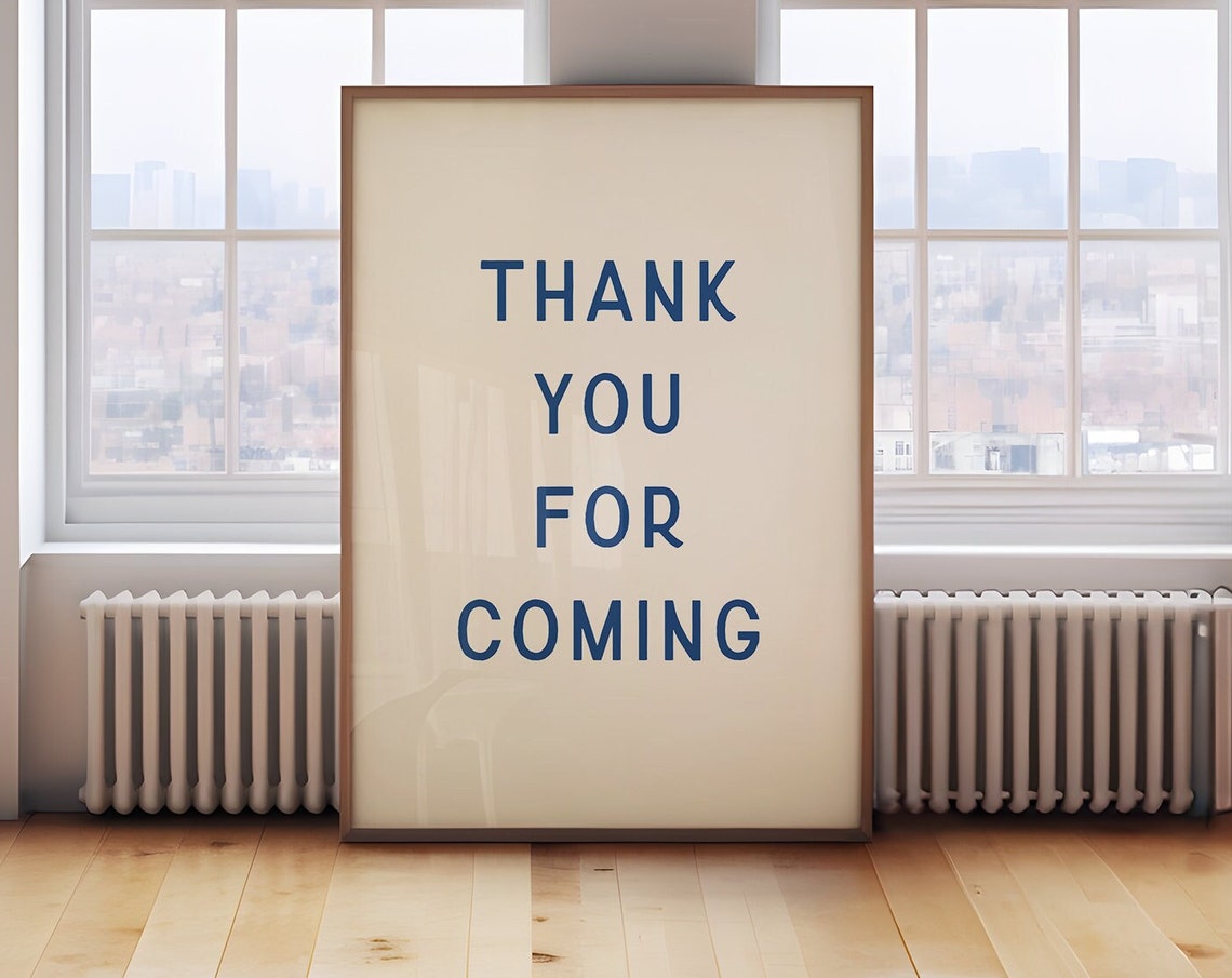 Thank You for Coming Navy Typography Cream Hospitality Poster