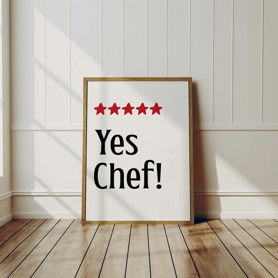 Yes Chef Print Yes Chef Wall Art Kitchen Wall Art Cute Kitchen Decor Trendy Kitchen Print Kitchen Art Preppy Wall Art Gifts For Chefs