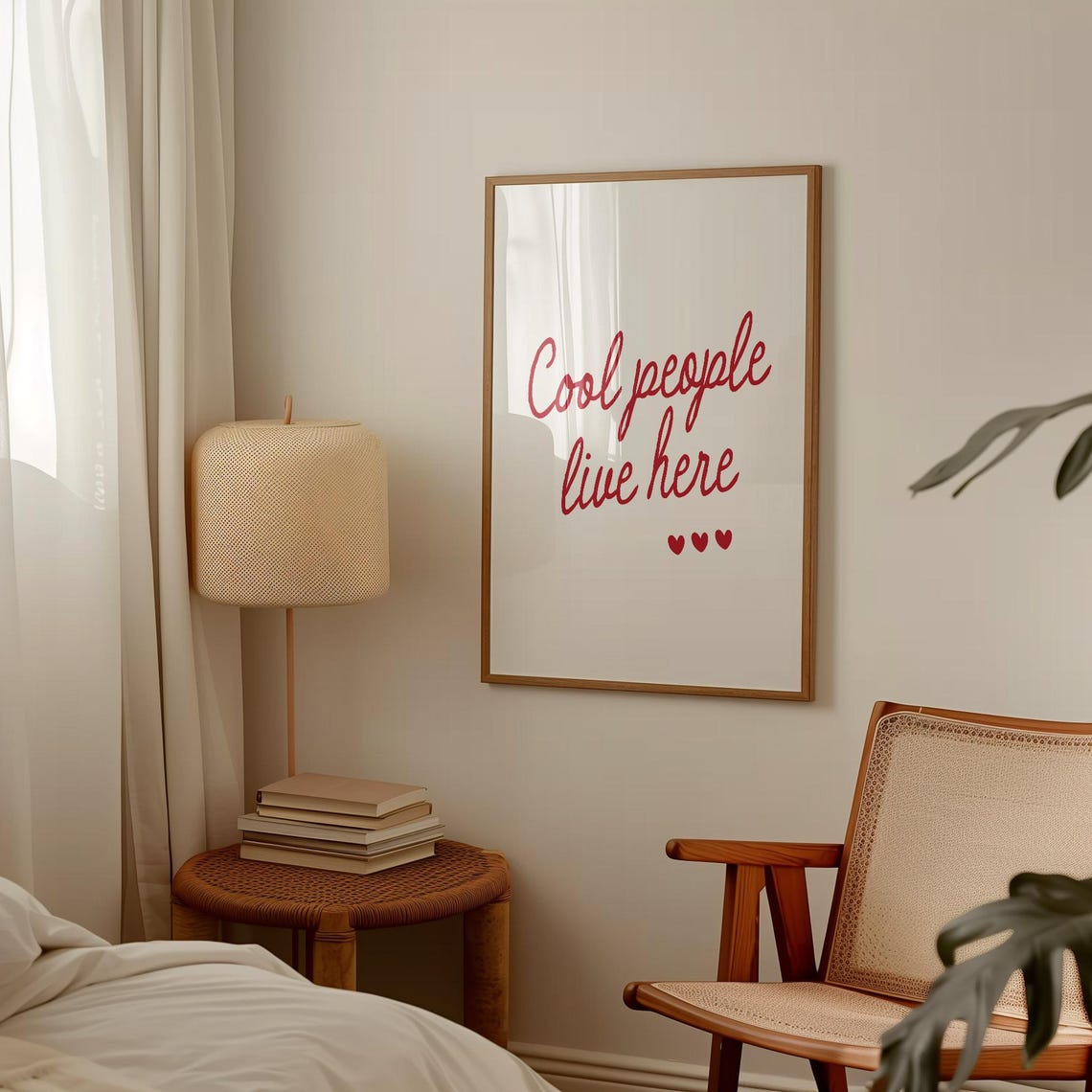 Cool People Live Here Red Script Heart Cute Girly Decor Poster - Image 2