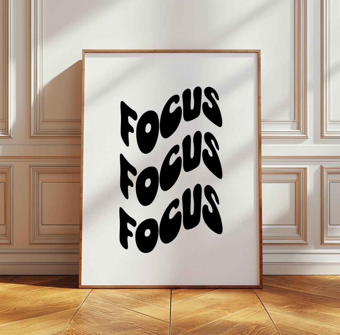 Focus Focus Focus Black Bubble Letter Retro Minimalist Poster