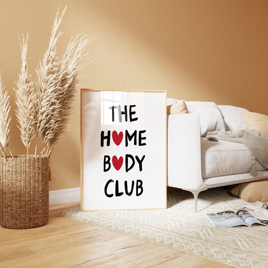 The Homebody Club Black Brush Red Hearts Cozy Night In Quote Poster - Image 2