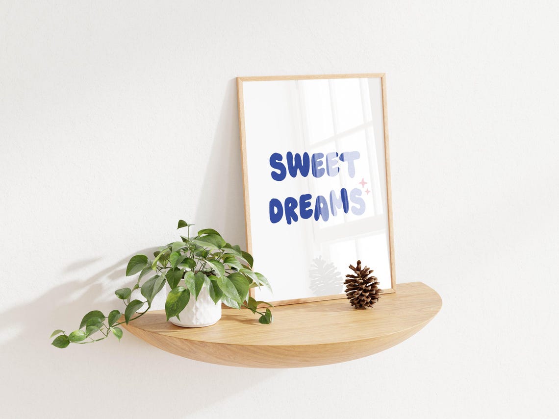 Sweet Dreams Blue Bubble Letter Sparkle Kids Bedroom Wall Poster - Image 3