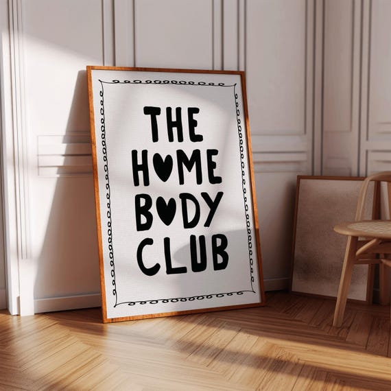 The Homebody Club Print Cute Apartment Minimalist Entryway Wall Art Trendy Gifts For Introverts Bedroom Dorm Room