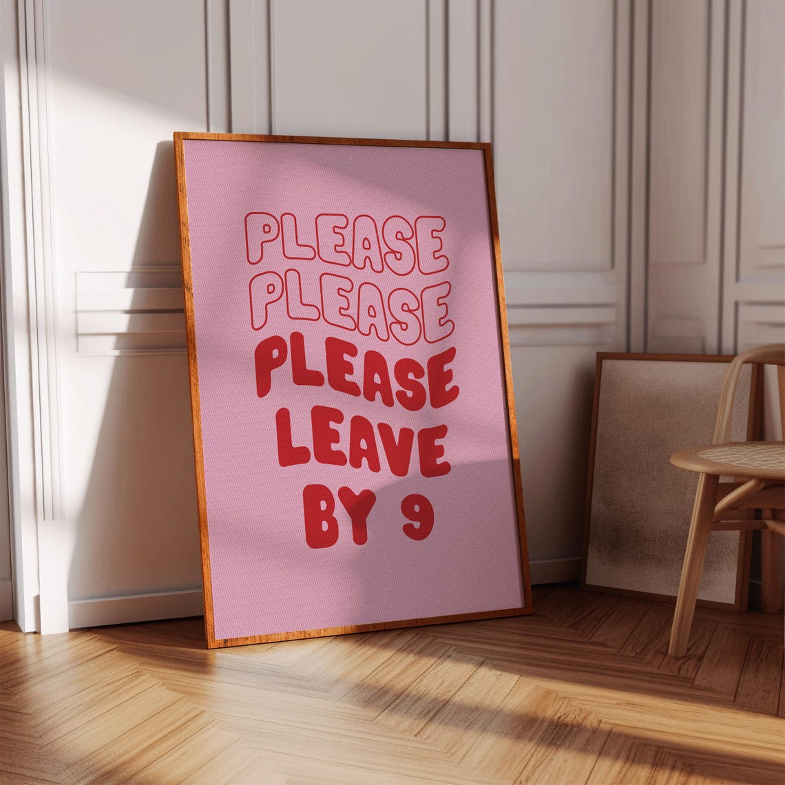 Please Please Please Leave By 9 Bold Red Pink Funny Quote Poster
