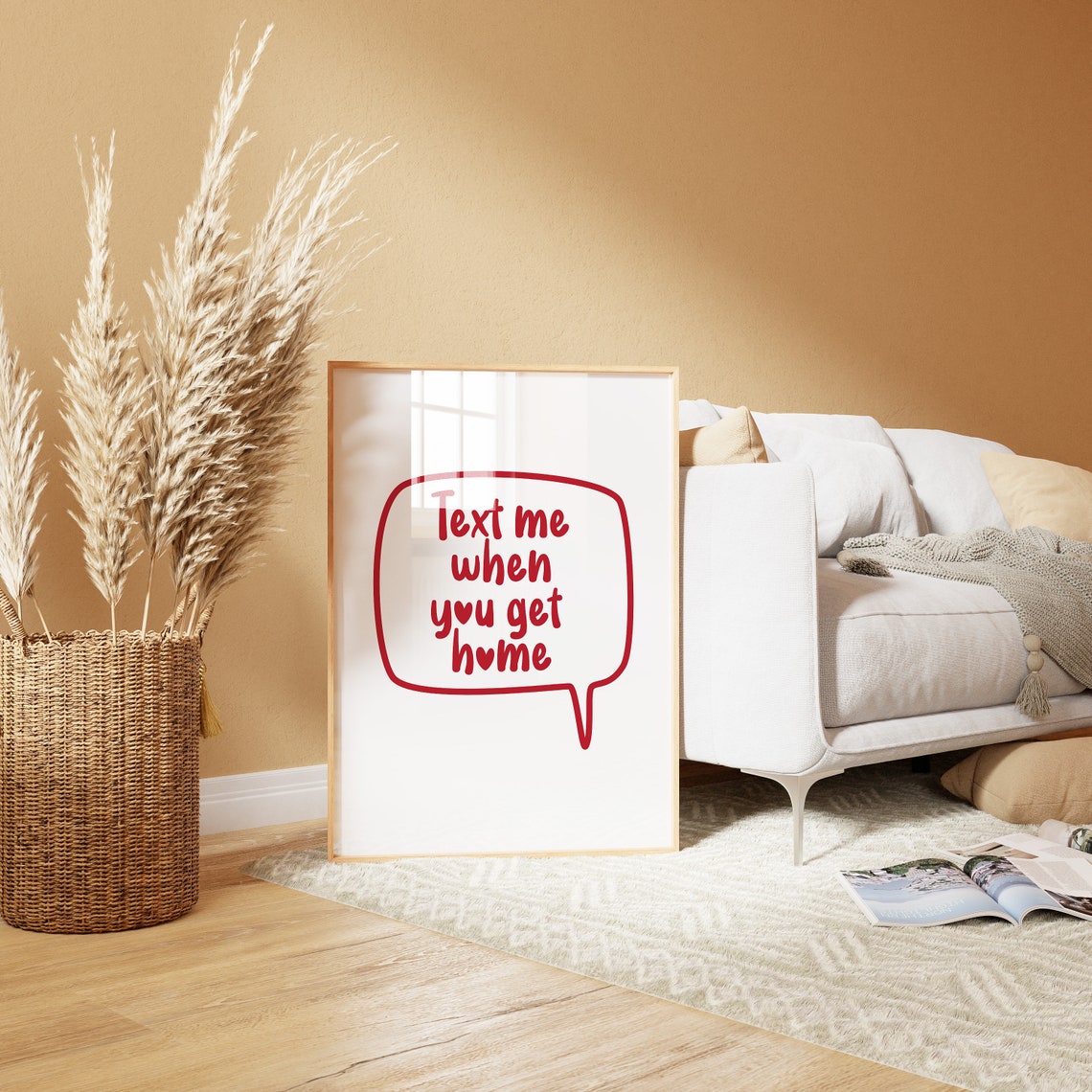 Text Me When You Get Home Cute Red Speech Bubble Entryway Poster - Image 2