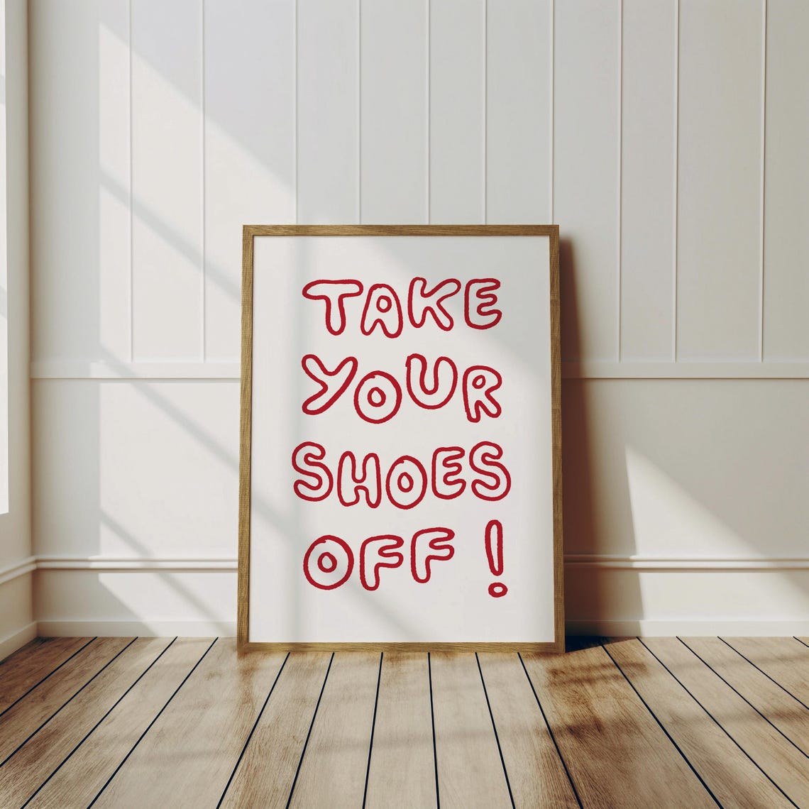 Take Your Shoes Off Red Outline Bubble Entryway Sign Wall Poster - Image 3
