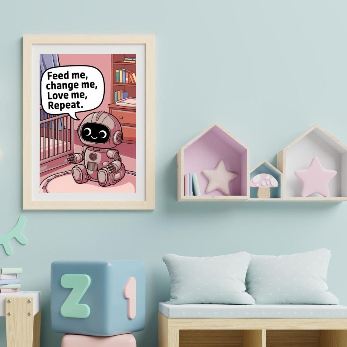 Cute Robot Print Funny Room Decor Cute Prints New Parent Gifts Funny Nursery Artwork Baby Shower Gifts Kids Room Wall Art Boys Room - Image 4