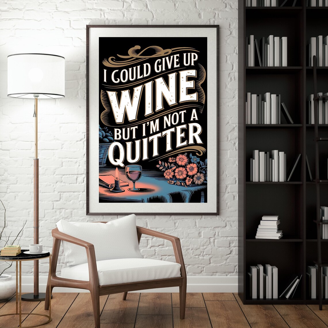 I Could Give Up Wine But I Am Not a Quitter Vintage Black Poster - Image 6