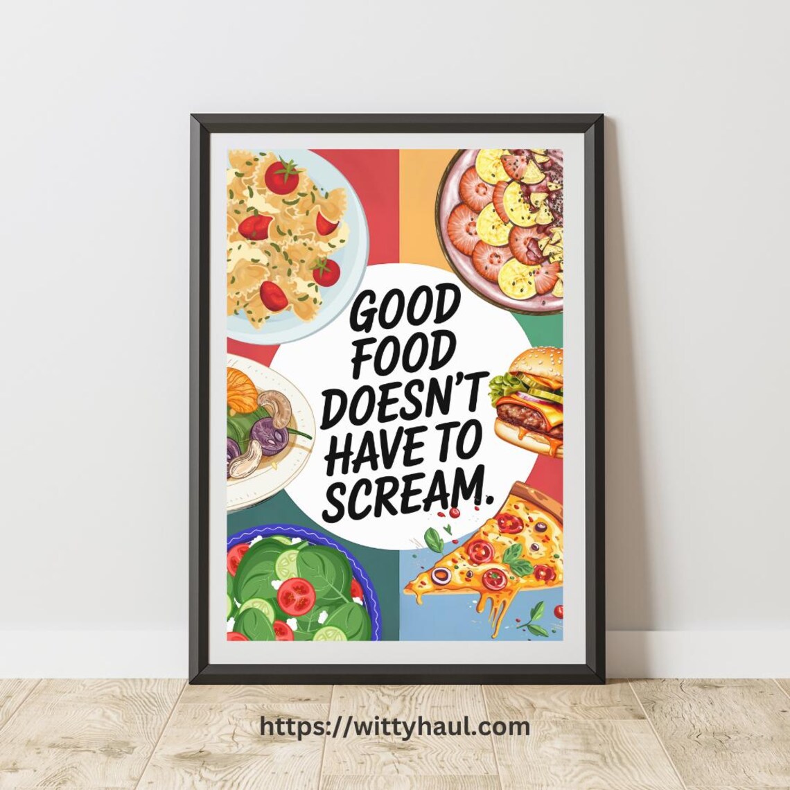 Funny Vegan Wall Decor, Quirky Typography Print
