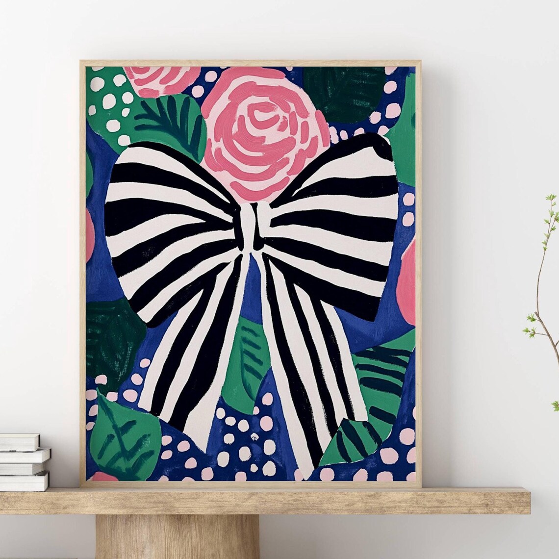 Bow Print, Preppy Black And White Nursery Art Print