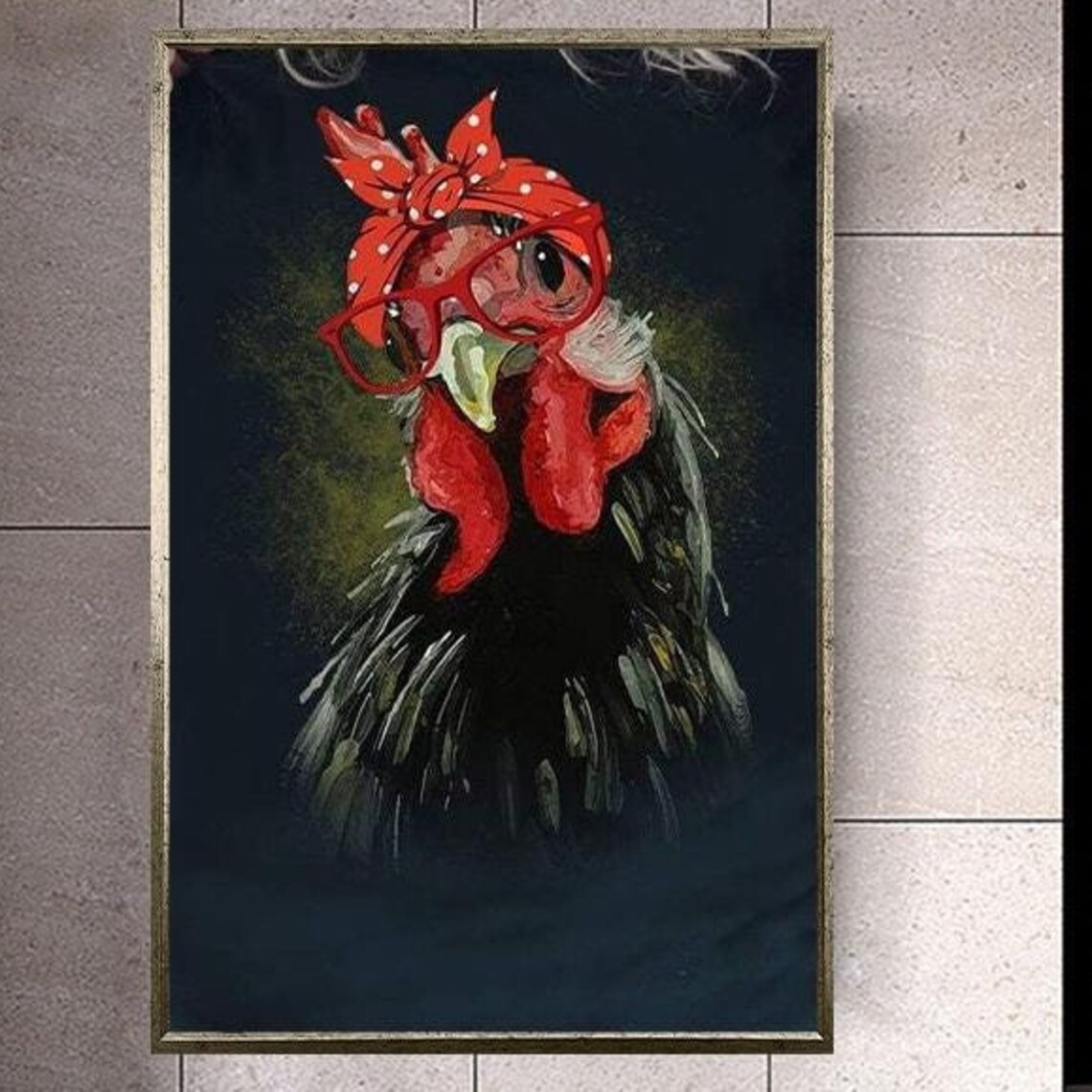 Funny Chicken Wearing Red Bandana And Glasses Farm Animal Poster