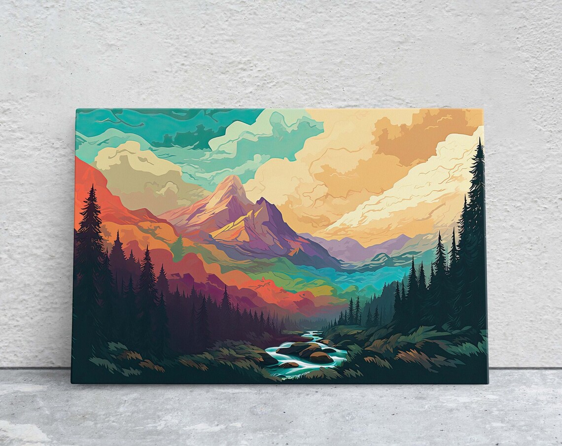 Cloud Mountains Abstract Art Print, National Park