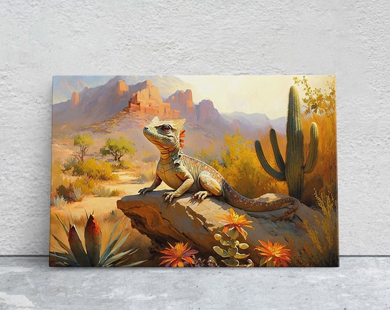 Lizard Desert Iguana Decor Reptile Print Desert Decor Southwestern Art Desert Landscape Ready To Hang