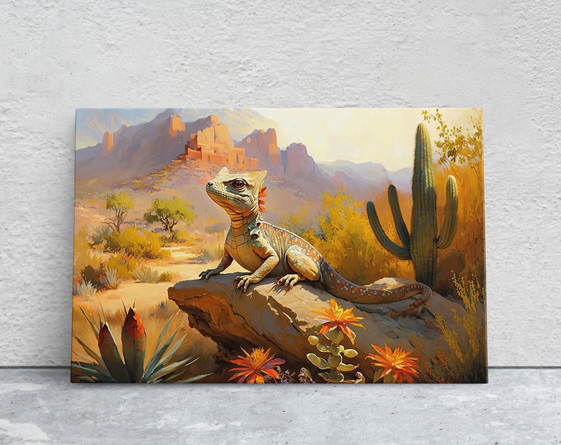 Lizard Desert Iguana Decor Reptile Print Desert Decor Southwestern Art Desert Landscape Ready To Hang
