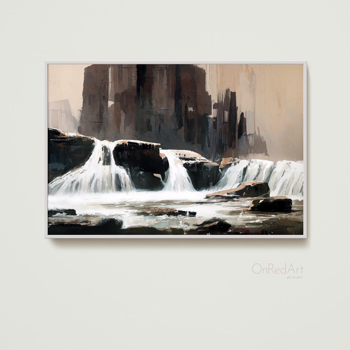 Division Abstract Waterfall Landscape Modern Nature Wall Art Print