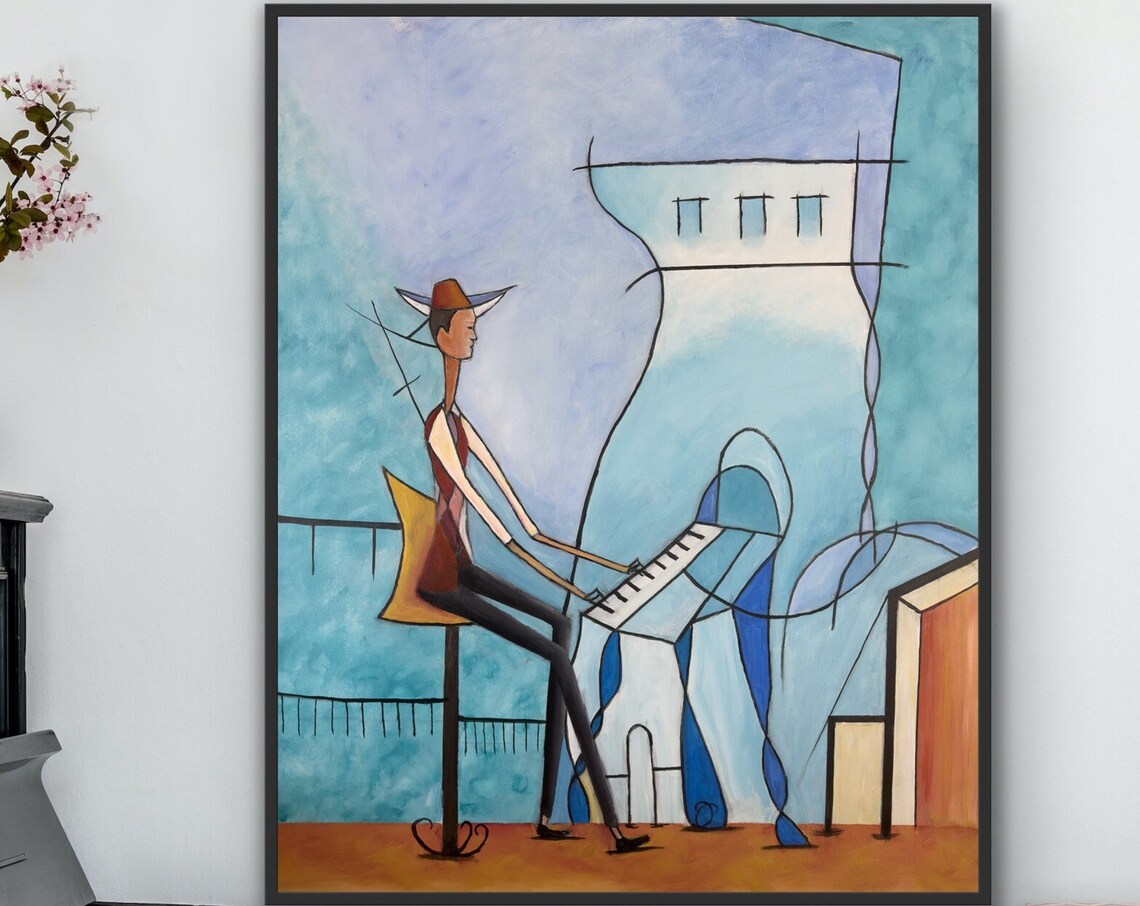 Man Playing Piano Abstract Figurative Art Print