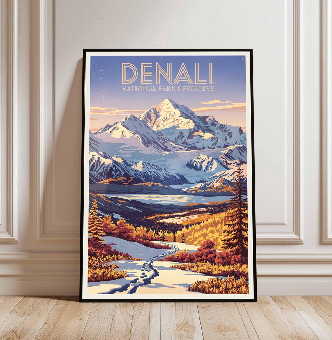 Denali National Park Preserve Alaska Snowcapped Winter Mountain Poster