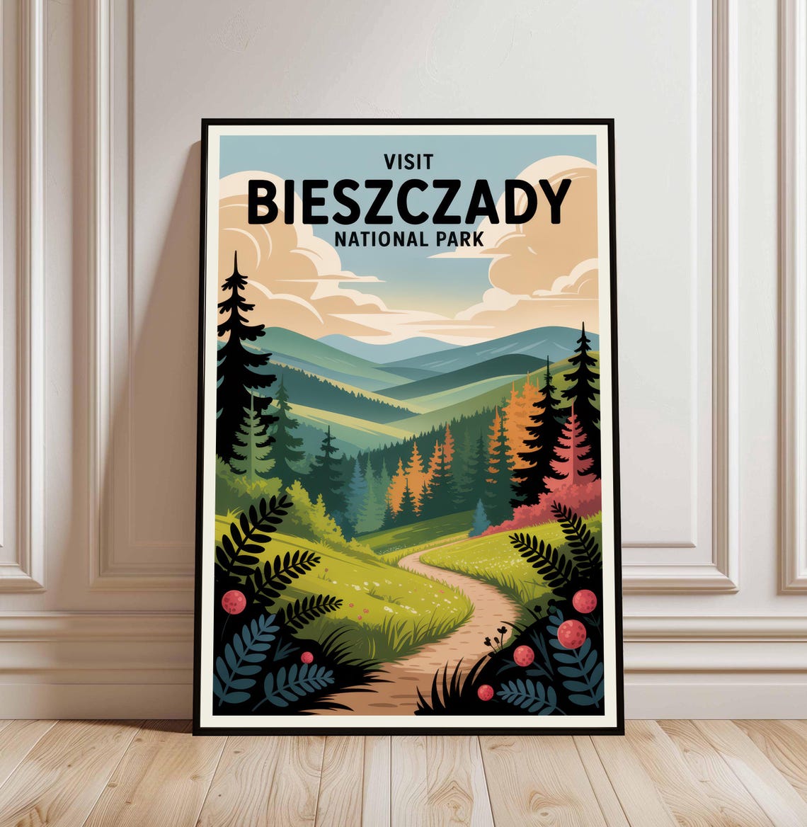 Visit Bieszczady National Park Mountain Forest Travel Poster