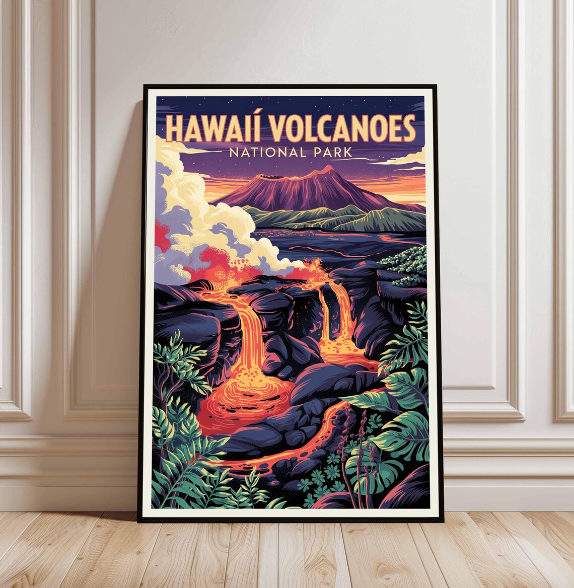 Hawaii Volcanoes National Park Lava Flow Vintage Travel Wall Poster
