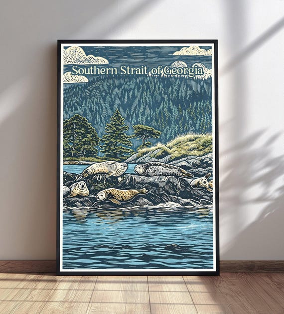Southern Strait Of Georgia Vintage Travel Poster