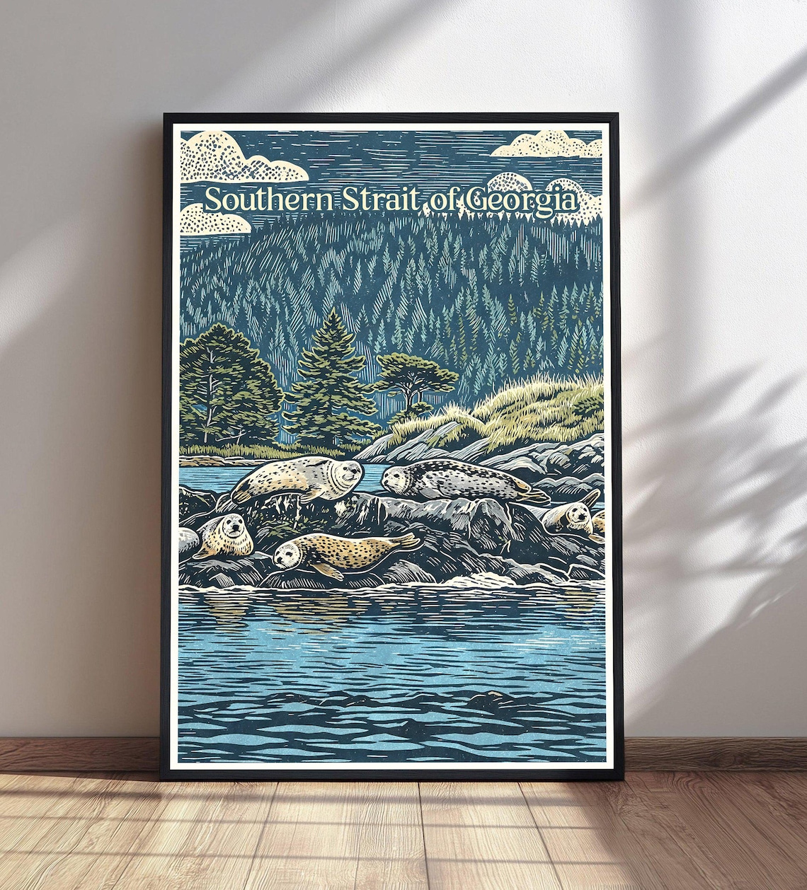 Southern Strait Of Georgia Vintage Travel Poster