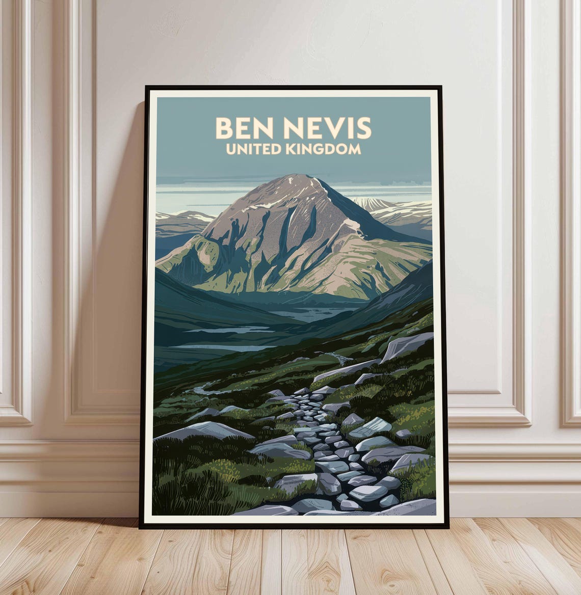 Ben Nevis United Kingdom Mountain Summit Trail Vintage Style Poster