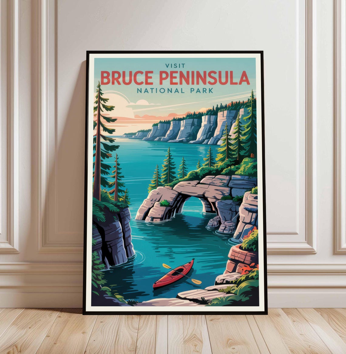 Visit Bruce Peninsula National Park Kayak Canada Travel Poster
