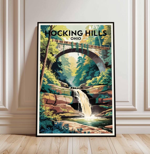 Hocking Hills Print State Park Poster Ohio Travel Art United States Framed Prints Gift