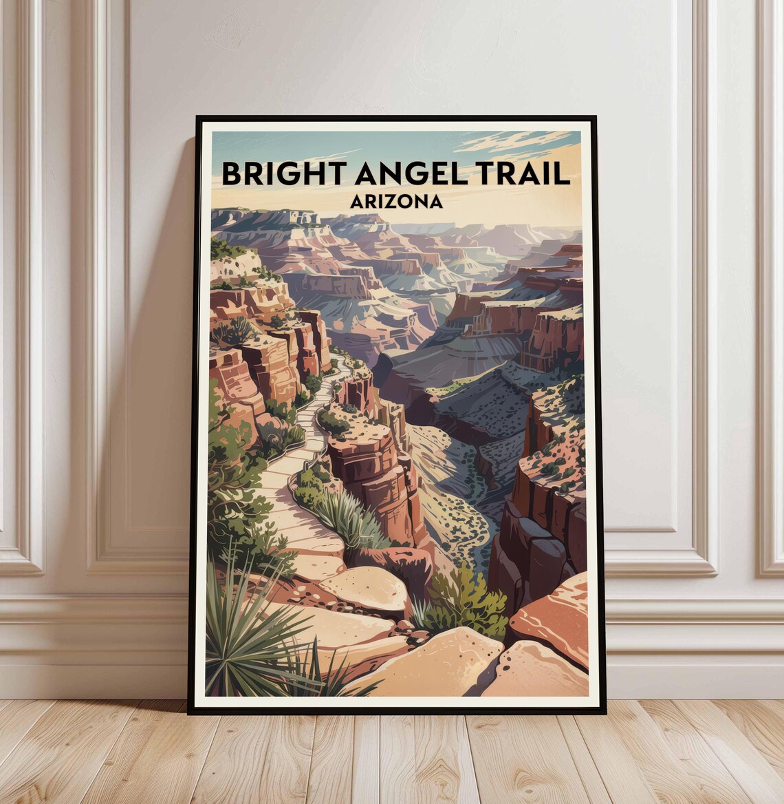 Bright Angel Trail Arizona Grand Canyon Vintage Hiking Poster