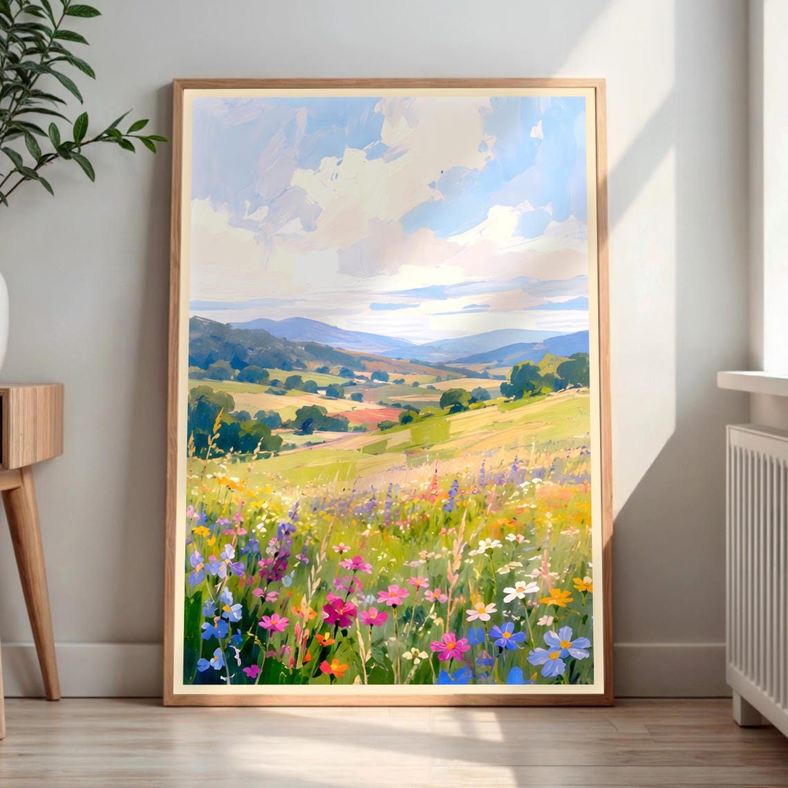 Wildflower Meadow Mountain Landscape Impressionist Summer Poster
