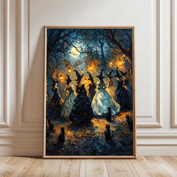 Witch Coven, Moonlit Forest Gothic Wall Art