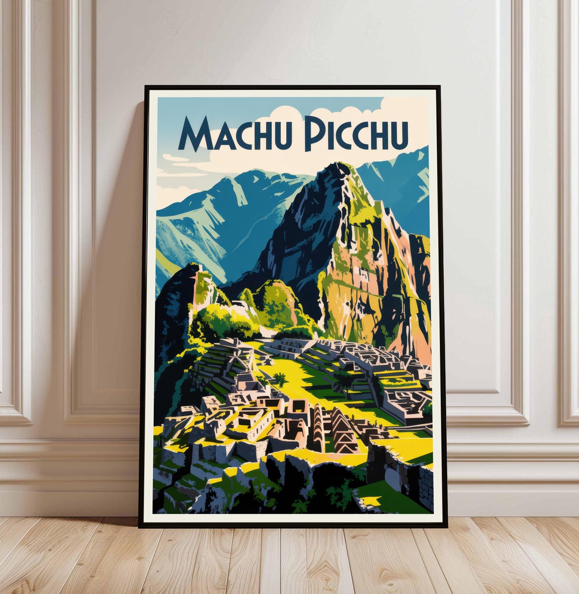 Machu Picchu Peru Ancient Inca Ruins Citadel Vintage Travel Poster