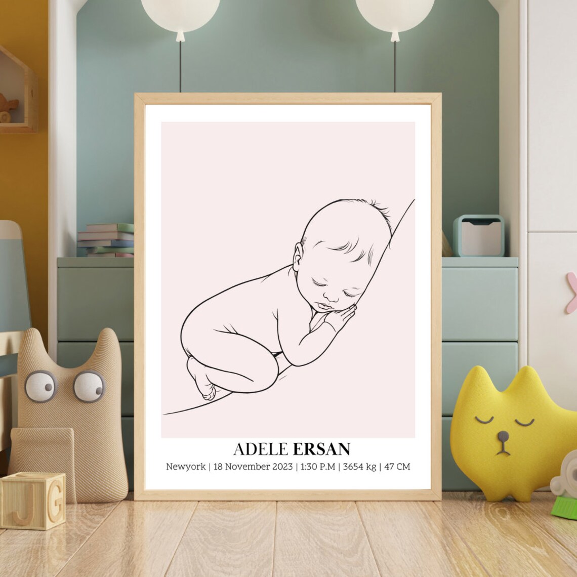 Birth Poster Template, Newborn Nursery Decor - Image 2