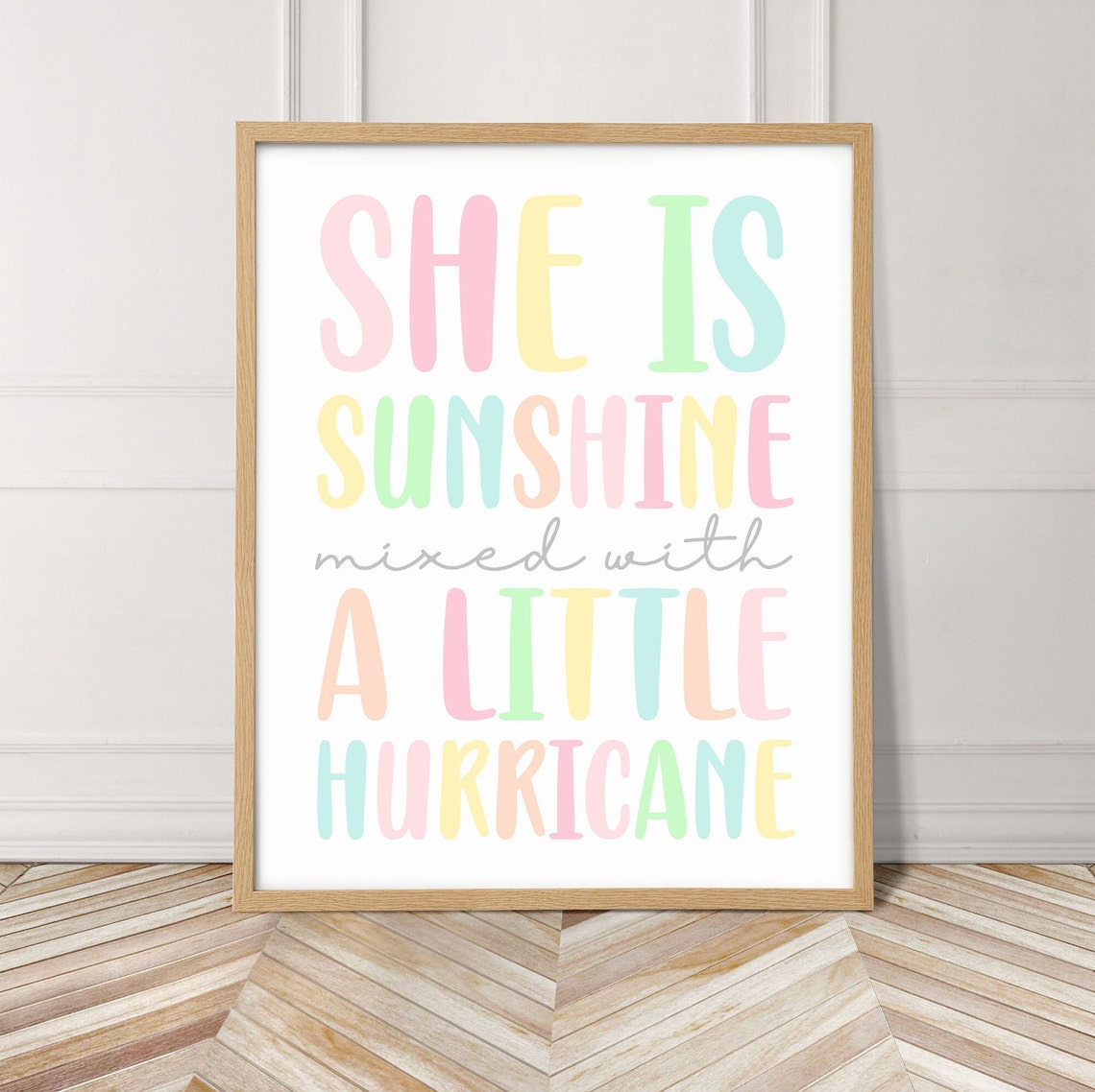 She Is Sunshine Mixed With A Little Hurricane Kids Quote Poster - Image 4