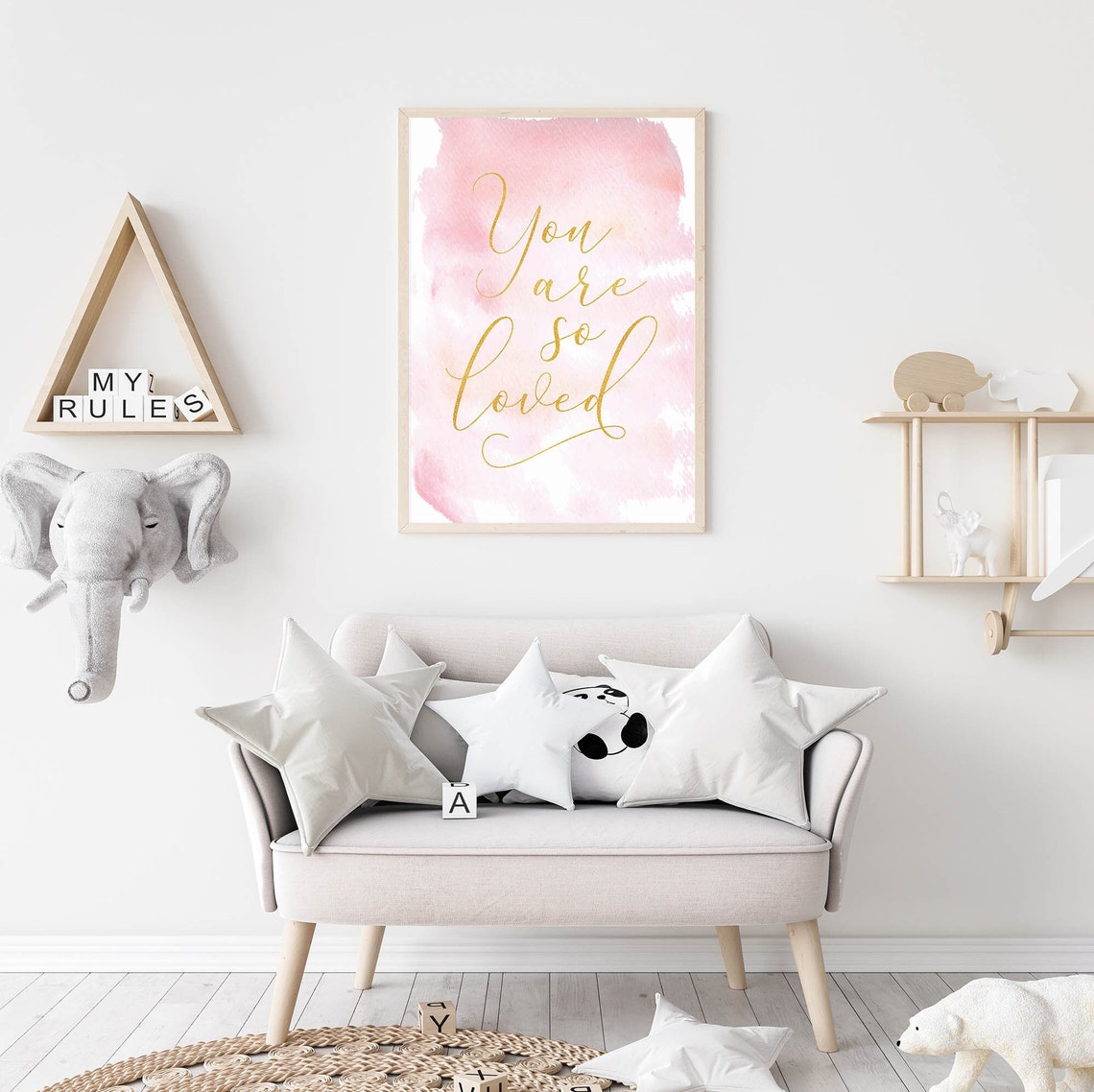 Nursery Wall Art Girl You Are So Loved Girl Nursery Print Pink Baby Girl Wall Decor Above Crib Wall Art Toddler Room Decor Art - Image 4