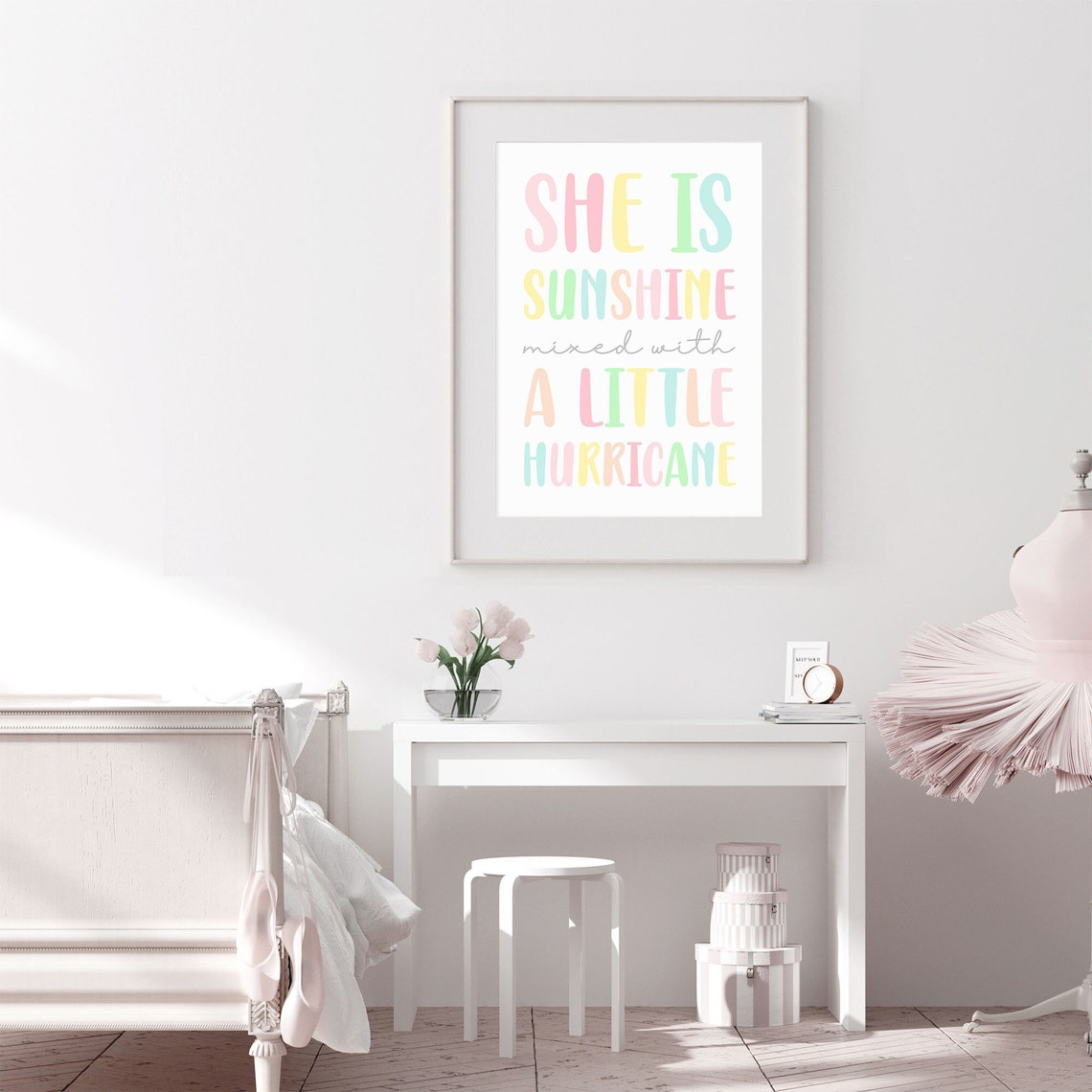 Girl Nursery Print She Is Sunshine Mixed With A Little Hurricane Baby Girl Room Art Nursery Wall Art Girl Quote Toddler Room Decor Girl - Image 3